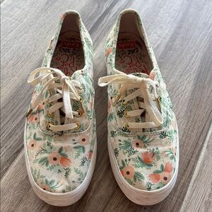 Keds Floral Canvas Sneakers - Green and Orange size 7 in great condition